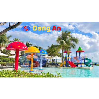 Bộ cầu trượt inox nhựa composite lắp resort cao cấp